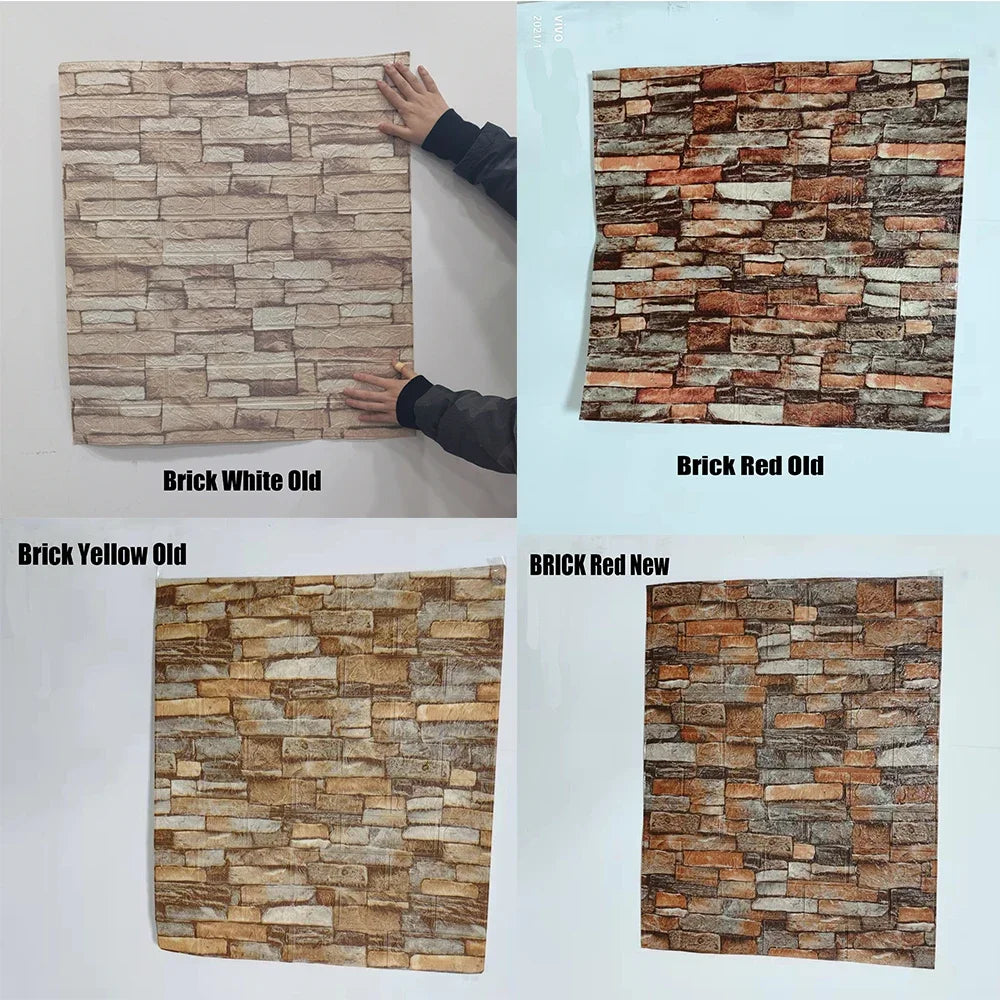 20 Pcs 3D Wall Stickers Brick Pattern Wallpaper DIY Waterproof for Living Room Bedroom Kitchen Background Home Wall Decoration