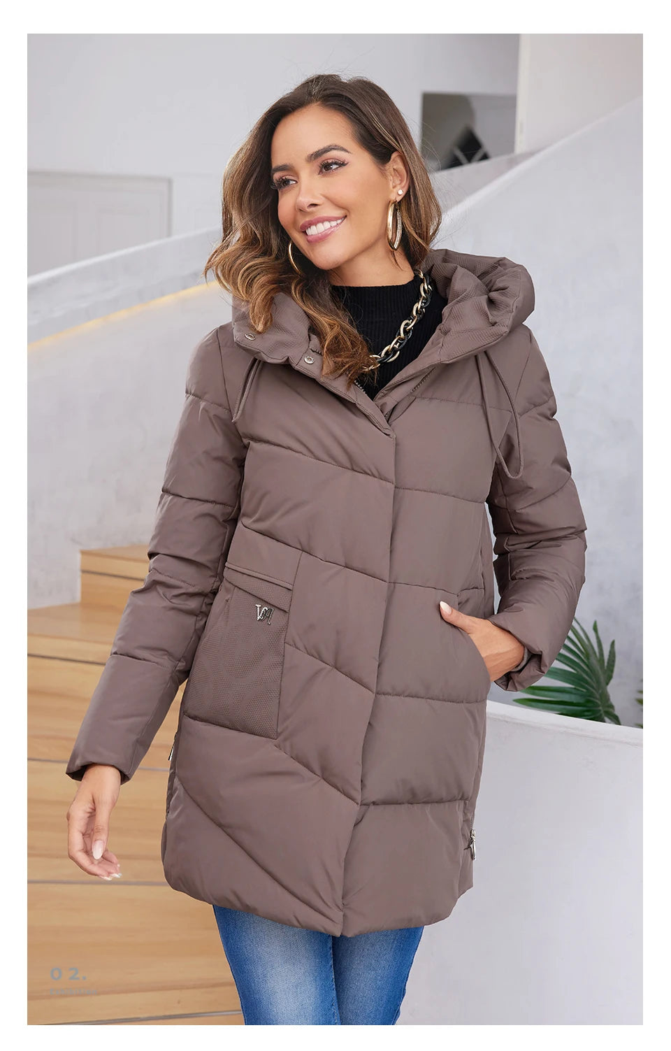 HaiLuoZi 2023 New Women Winter Jackets Warm Hooded Thick Bio-Cotton Female Parkas Solid Color Big Pockets Women‘s Coats 1139