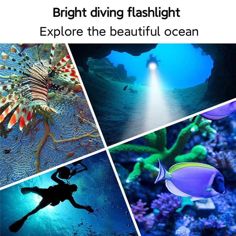 Super Brigh Underwater Lantern Powerful Diving LED Flashlight 15000mAh Scuba Dive Light Underwater Torch IPX8 Waterproof Lantern