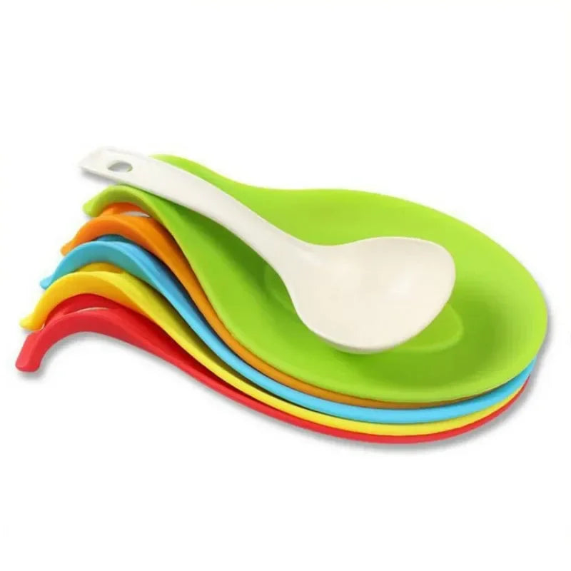 Silicone Spoon Holder Rest Pad Kitchen Utensils Spatula Eggbeater Heat Durable Resistant Placemat Tray Insulation Kitchen Tools