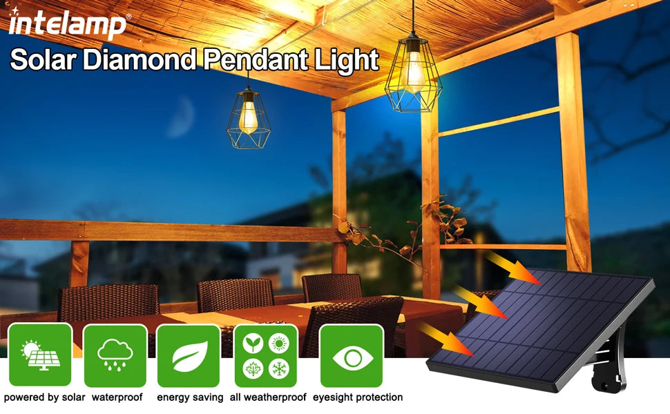 Solar Pendant Lights Indoor and Outdoor Super Bright IP65 Waterproof Solar Shed Lights for Bedroom Living Room Garden Patio