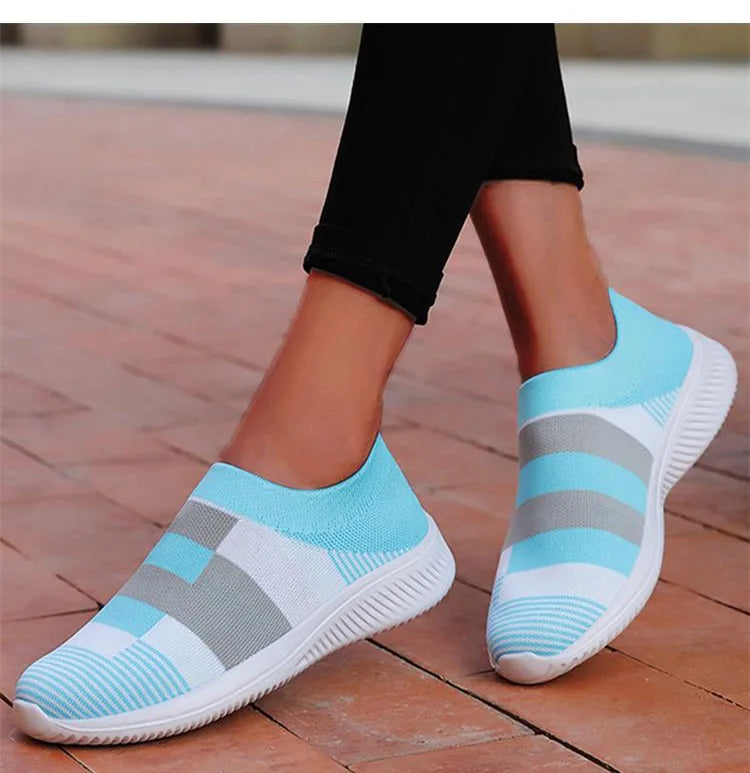 Women Shoes Mix Color Summer Shoes Casual Sneakers Women Elastic Breathe Sport Sneaker Female Flat Shoes Sports Tennis For Lady