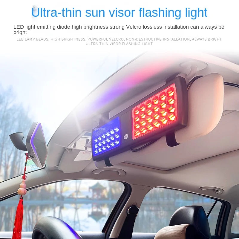 Ultrathin LED Car Truck Strobe Panel Light Sun Visor Emergency Beacon Flash Modes Hazard Police Warning Lightbar Parking Bulb