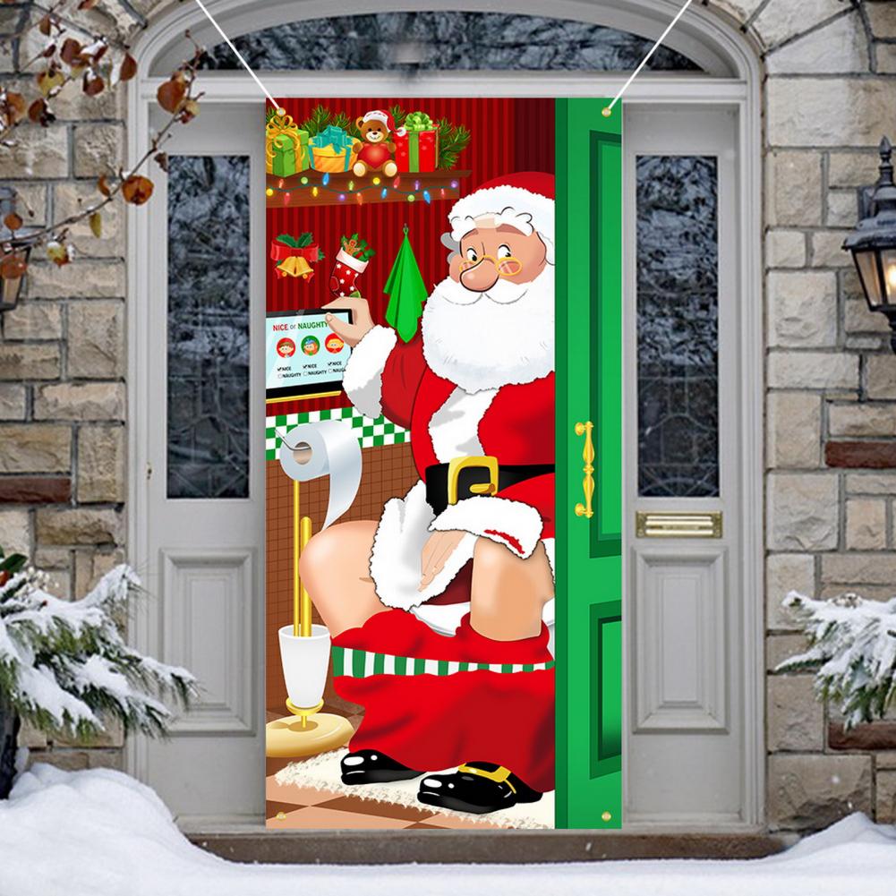 Christmas Door Christmas Door Cover Dog Xmas Tree Gift Decor Outdoor Photo Door Curtain Creative Christmas Hanging Cloth Blanket