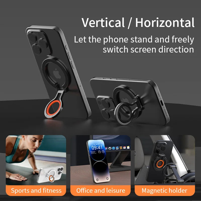 Magnetic Bracket Finger Ring Magnetic Holder Strong Magnet Mobile Phone Stand 360° Rotating Foldable Stand for Car Tabletop