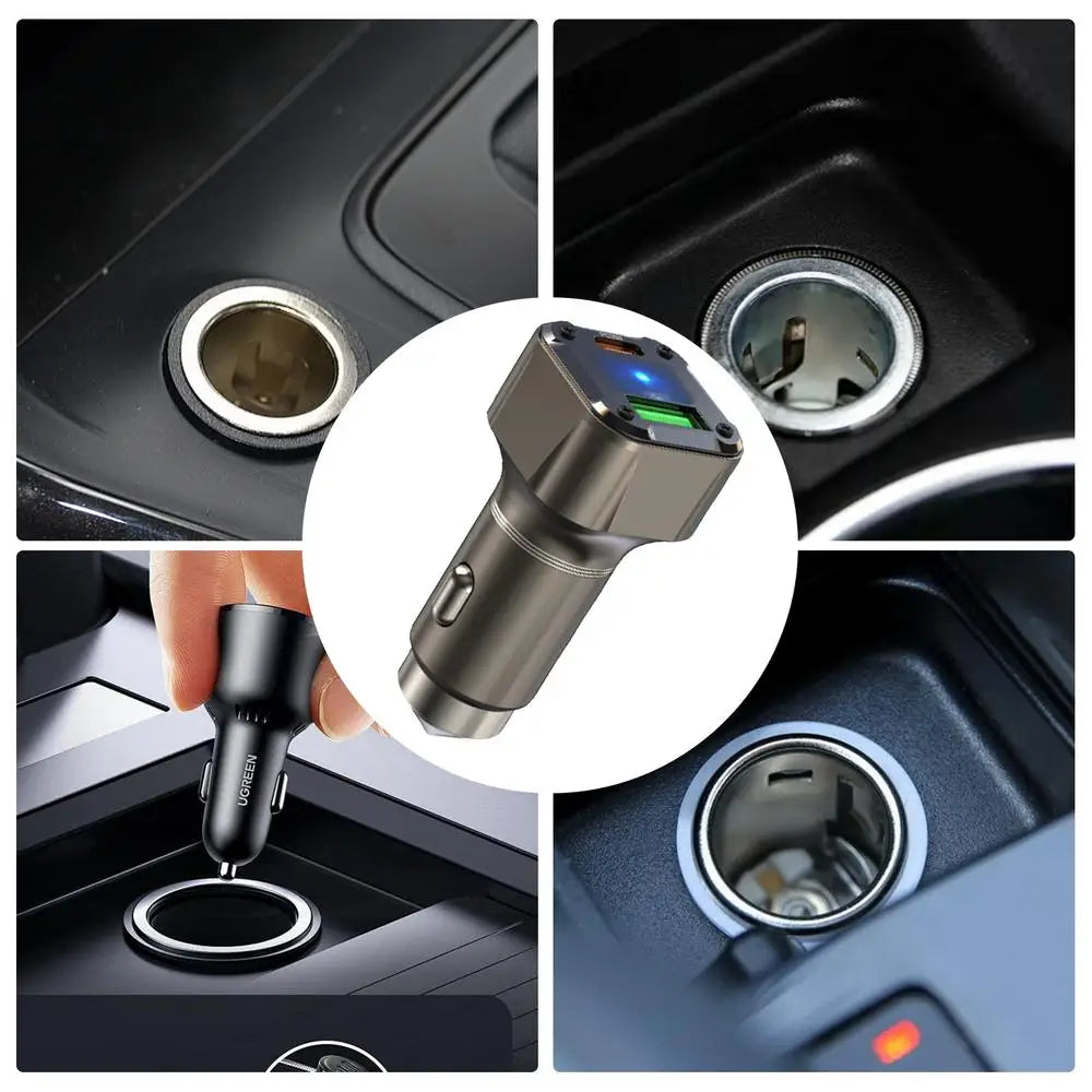 Car USB Charger Multi Port Fast Car Charger 30W Car Adapter With Safety Hammer Design Type C Car Charger Fast Charging USB Car