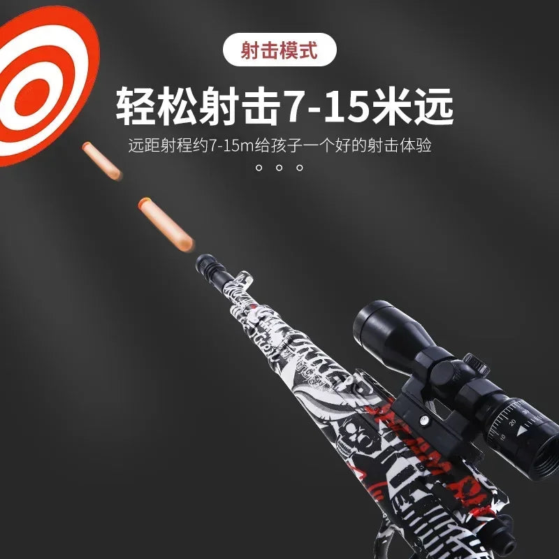 New 98k Sniper Toy Simulation Gun AWM Sniper Gun Model Large Children's Toy Gun Boy Manual Fires Soft Bullets Outdoor Gift