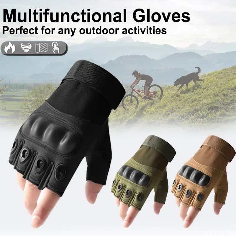 Outdoor Tactical Gloves Half Finger Paintball Airsoft Shot Combat Anti-Skid Men Bicycle Camping Hunting Gloves Protective Gear