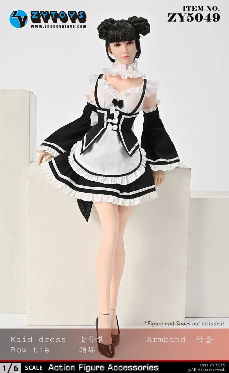 In Stock MR.TOYS MT2020-05 1/6 Anime Girl Rem Ram Maid Delicate Head Sculpture Maid Attire Model Fit 12'' Female Action Figure