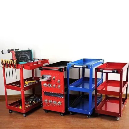 Mechanical Workshop Tools with Wheels, Tool Carts 3-layer Mobile Tool Car, Multifunctional and Heavy-duty Auto Repair Parts Car