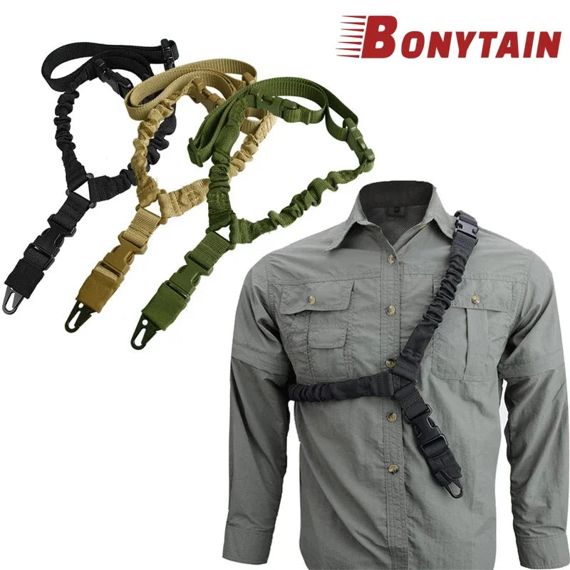 Tactical Single Point Gun Sling Shoulder Strap Rifle Rope Belt with Metal Buckle Shot Gun Ar15 Hunting Accessories Molle Gear