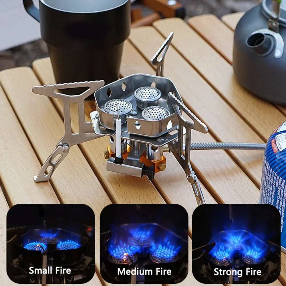 Outdoor Portable Three Head Stove Camping Windproof Stove Camping Picnic Burner Outdoor Foldable Gas Stove Newest Arrival