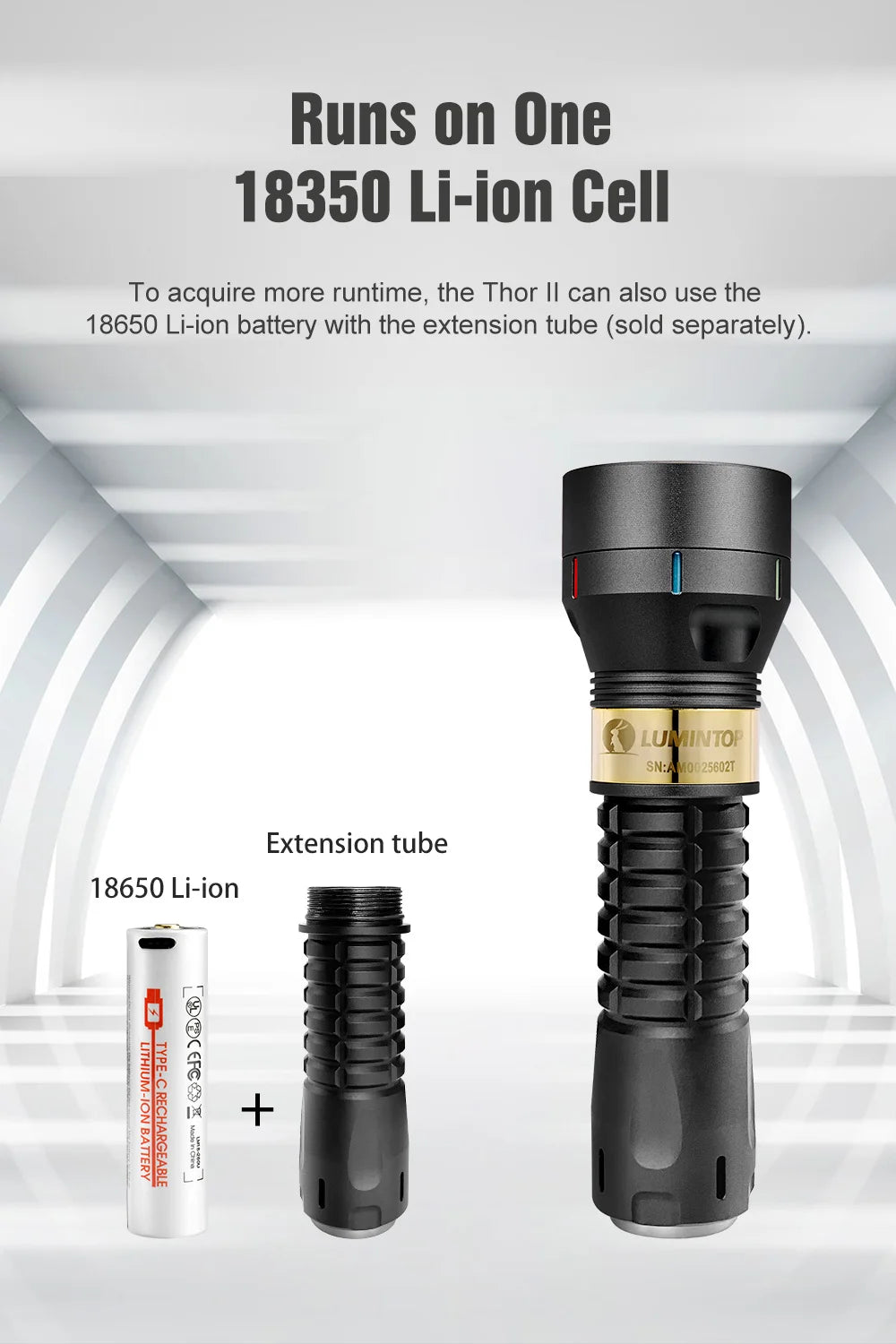 Lumintop Thor II V2.0 LEP flashlight lep light 1700 meters distance long distance tail switch 18350 flashlight