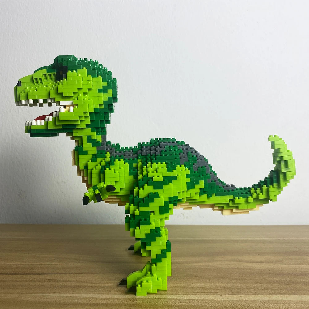 Knew Built Dinosaur Tyrannosaurus Rex or Velocira Models Micro Mini Building Blocks Puzzle Toys Perfect Gifts Desktop Decoration