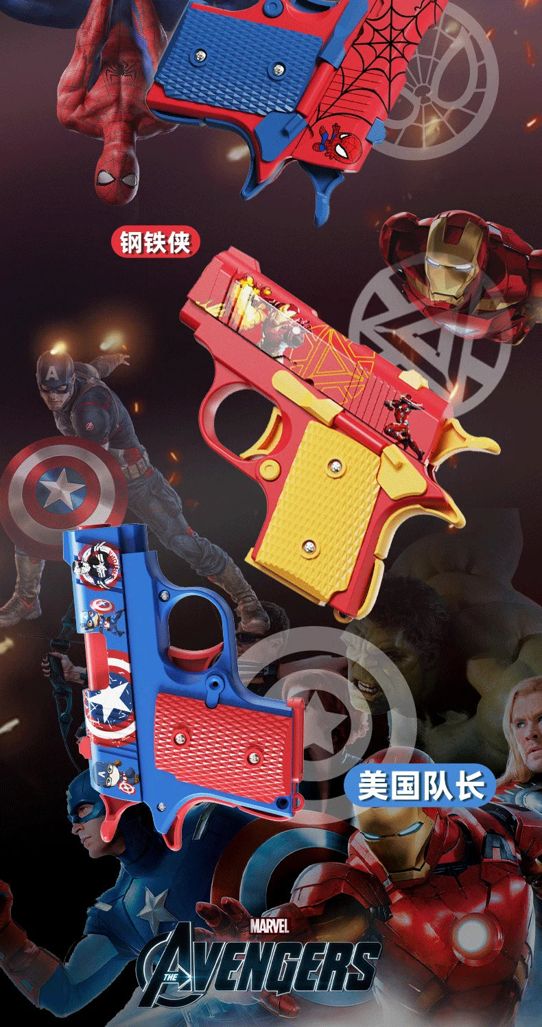 Marvel Spider-Man Iron Man Captain America Hulk Anime Cartoon Creative Detachable Carrot Gun Model Children's Decompression Toy