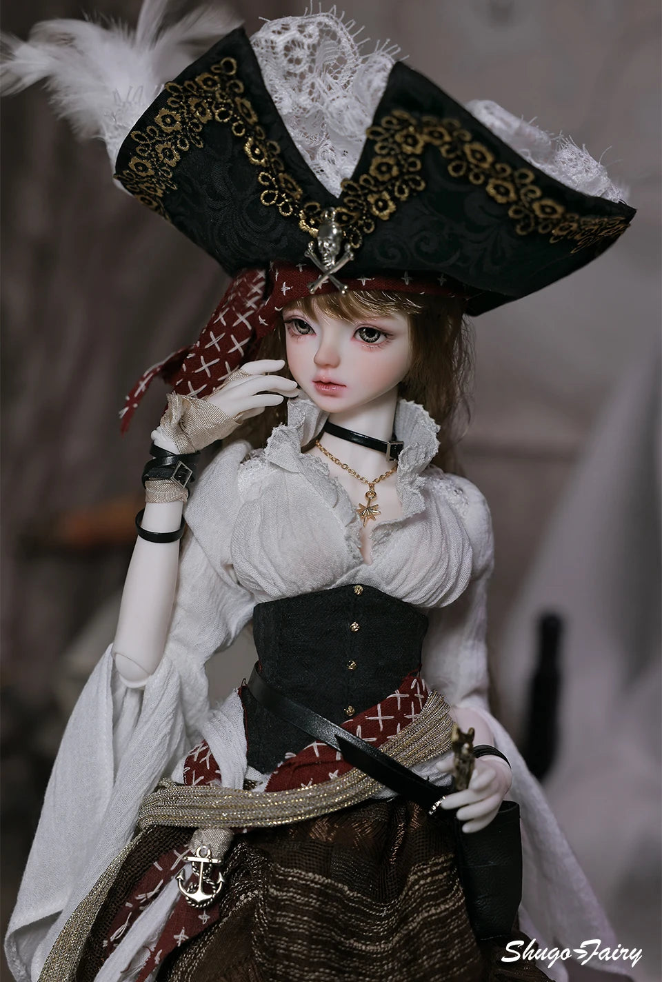 ShugaFairy Lynn Bjd Doll 1/4 Bariy Body  Middle Ages Sea Warrior Pirate Captain Moveable Joints Full Set FashionDoll