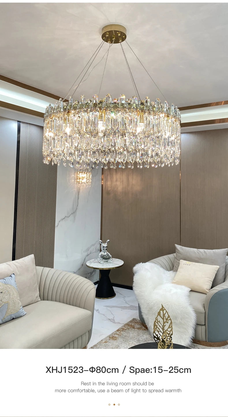 Light Luxury Crystal Pendant Gorgeous Chandelier Living Room Kitchen Light Creative Simple Luxury Atmospheric Led Decorative