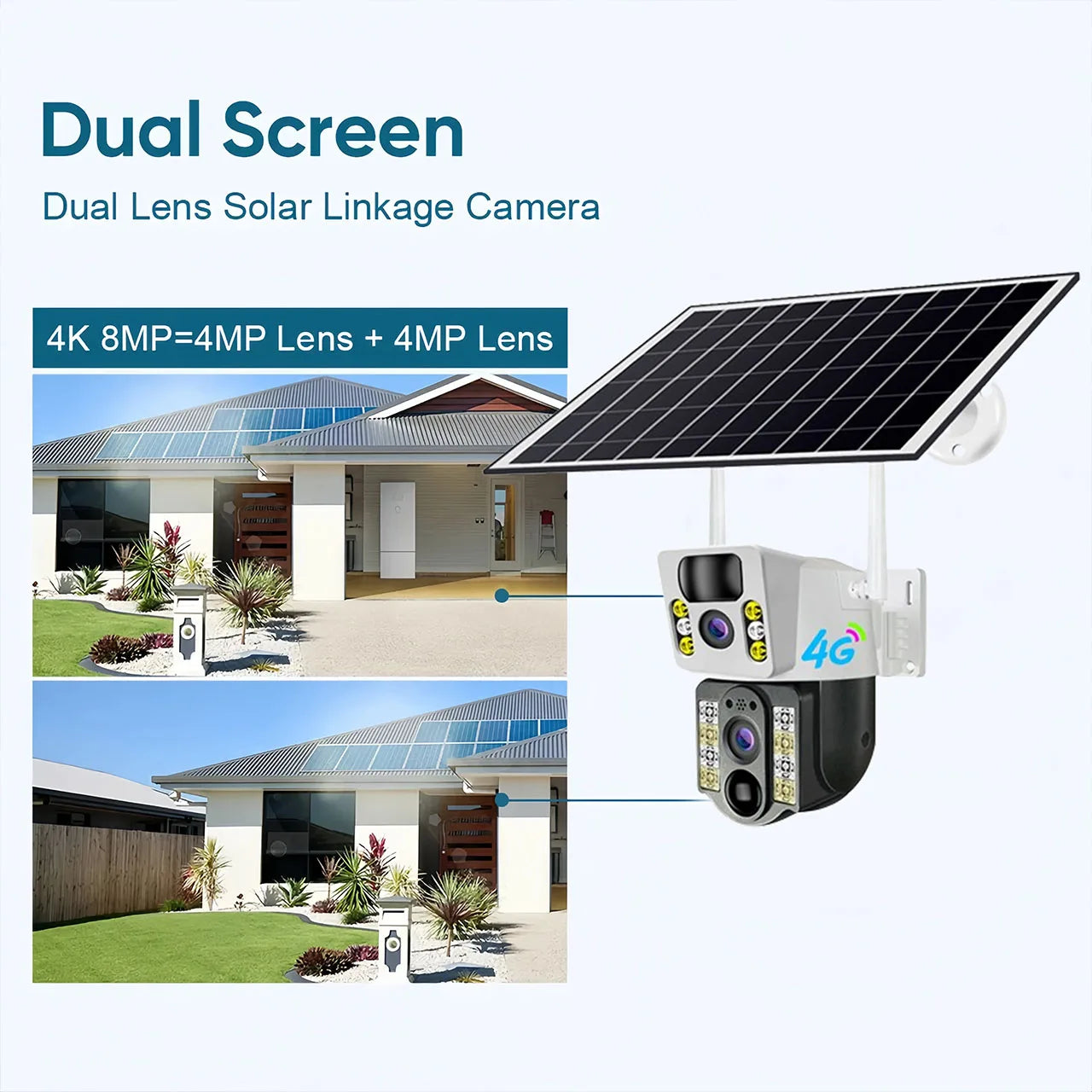 V380 Wireless 4G Sim Card Solar Camera 4K 8MP Dual Lens WiFi Surveillance Camera PIR Security Outdoor Waterproof IP PTZ CCTV