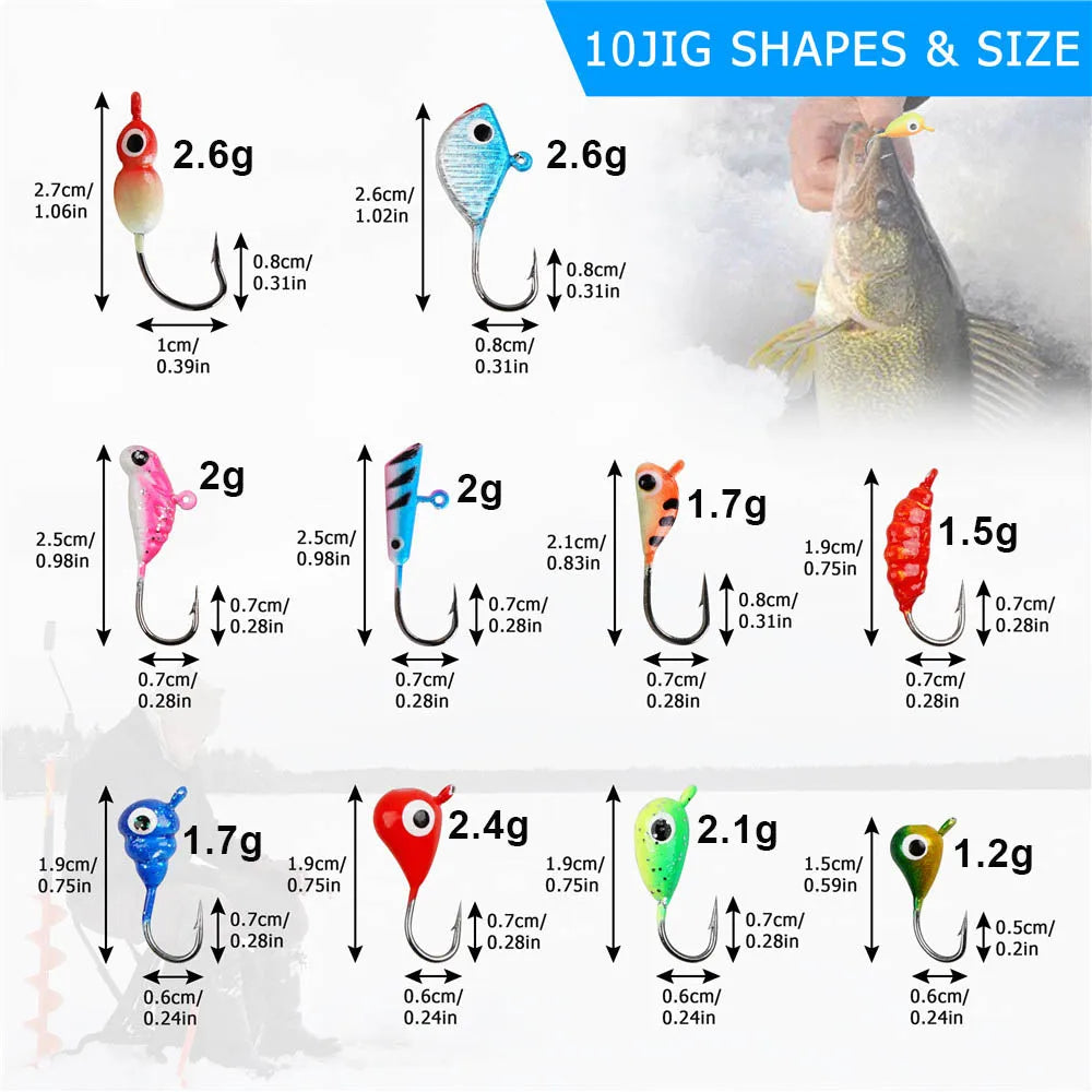 36/60/72/84Pcs Winter Ice Fishing Hook Glow ice jig bait 1.2-2.6g Jigging Fishing lure ice jigs for crappie panfish fishing gear