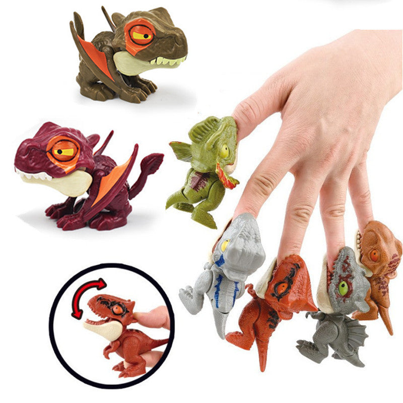 Jurassic Finger Dinosaur Toys Tyrannosaurus Triceratops Model Funny Tricky Finger Biting Dino Kids Interactive Toy Birthday Gift