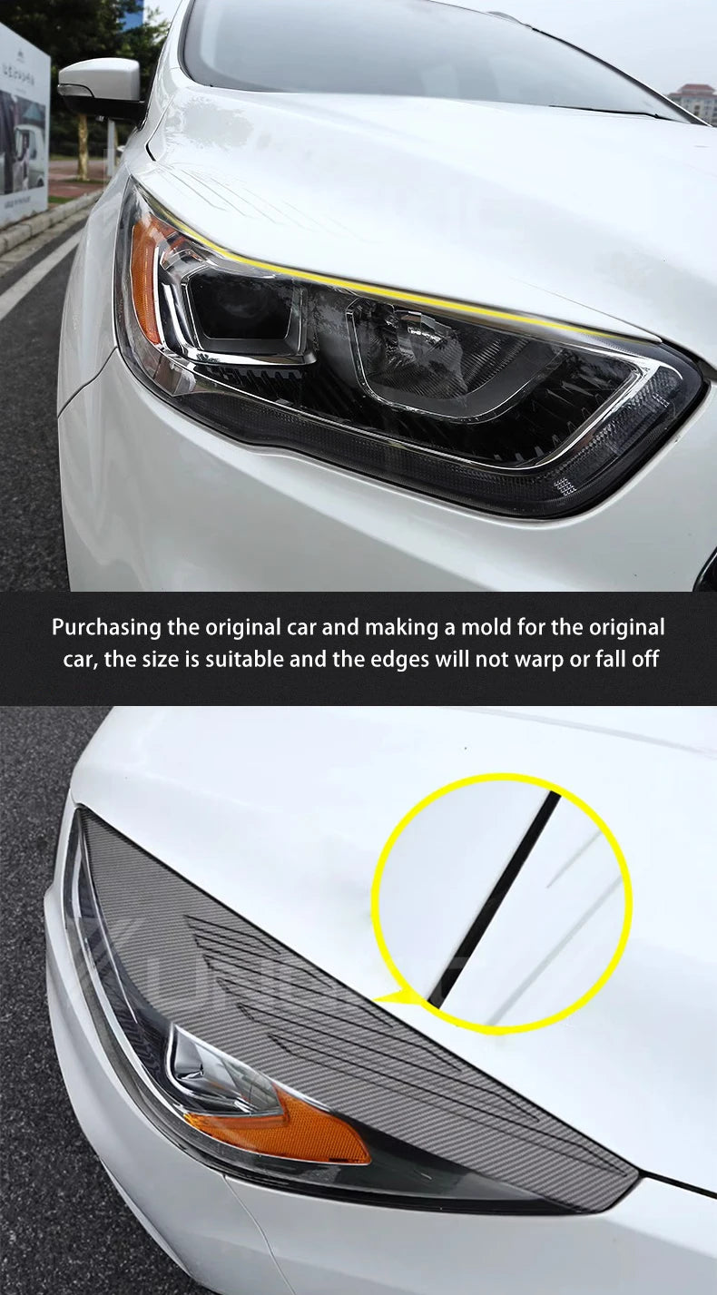 Headlight Eyebrow Car Eyelids Sticker Cover Decal Trim ABS Styling Sticker for Ford Escape Kuga 2017 2018 2019 Accessories