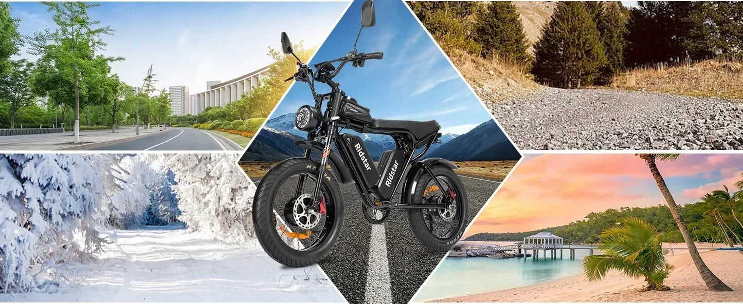 Electric Bicycle 2000W Powerful Motor 52V40AH Removable Battery Oil Brake 20*4.0inch Fat Tire Ebike Snow Mountain Electric Bike