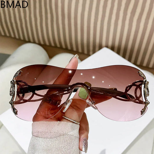 Y2k Fashion Sunglasses Women Vintage Oculos Sunglasses Rimless Designer Glasses Trending Sun Lentes Gafas De Sol Mujer Lunette