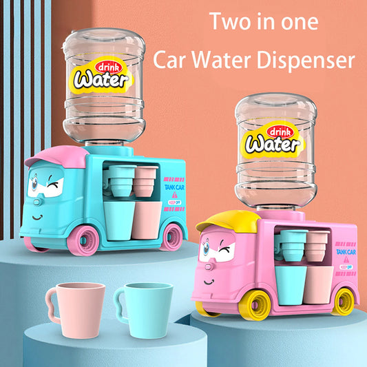 1pc Mini Children Dual Water Dispenser Toy with Cute Pink Blue Cold/Warm Water Juice Milk Drinking Fountain Simulation Kitchen T