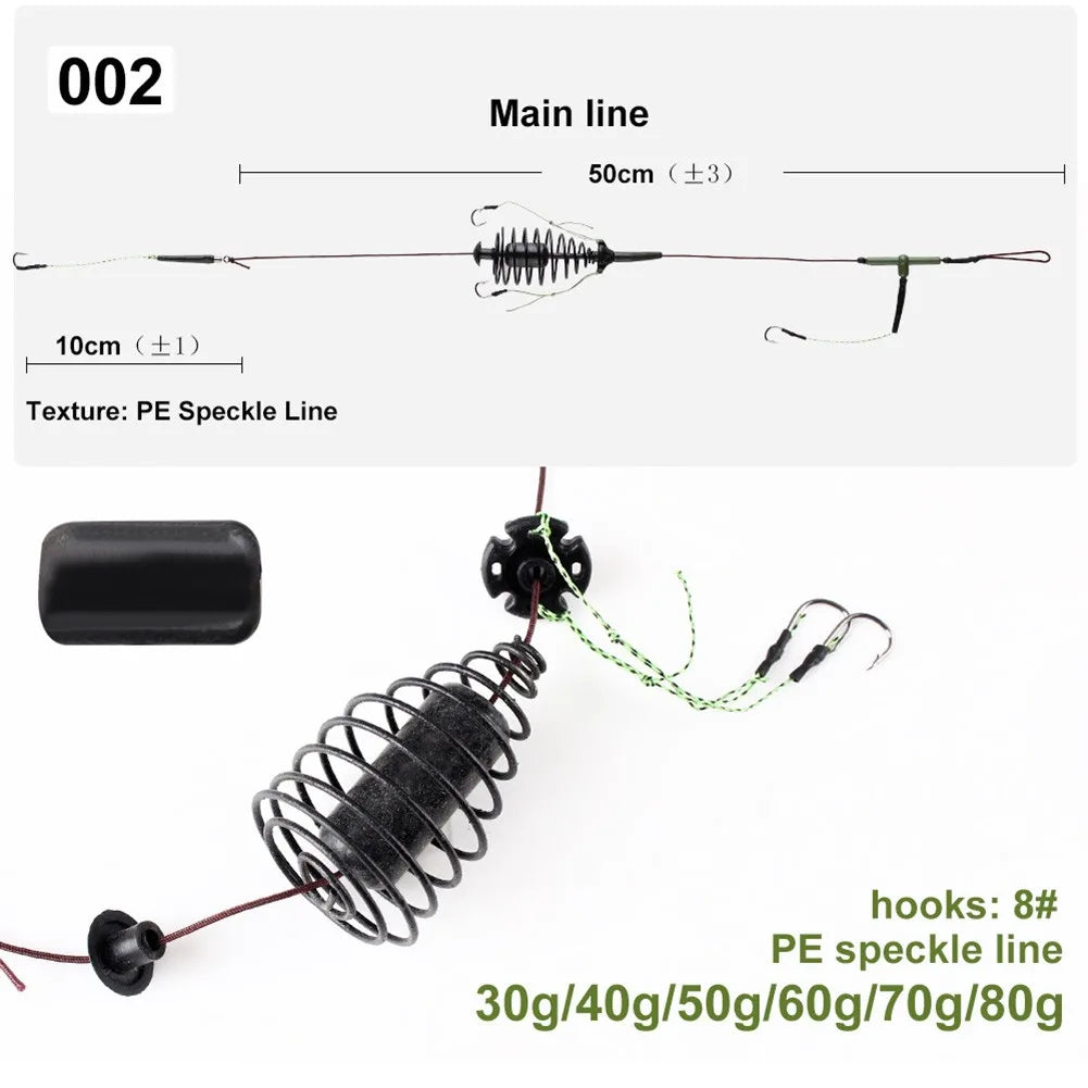 Eco-Friendlys Carp Fishing Gear 50cm High-Carbon Steel Bait Cage Feeder Set With Line Hook & Sinker 30-80g Weights Fishing Part