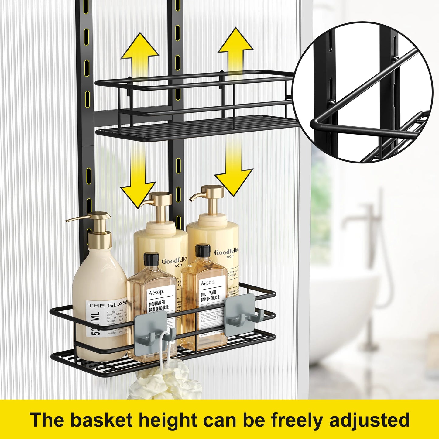 Triple Bathroom Shelves Iron Rack Without Drilling Over Door Hanging Storage Basket with Hooks Shampoo Organizer Shower Holder