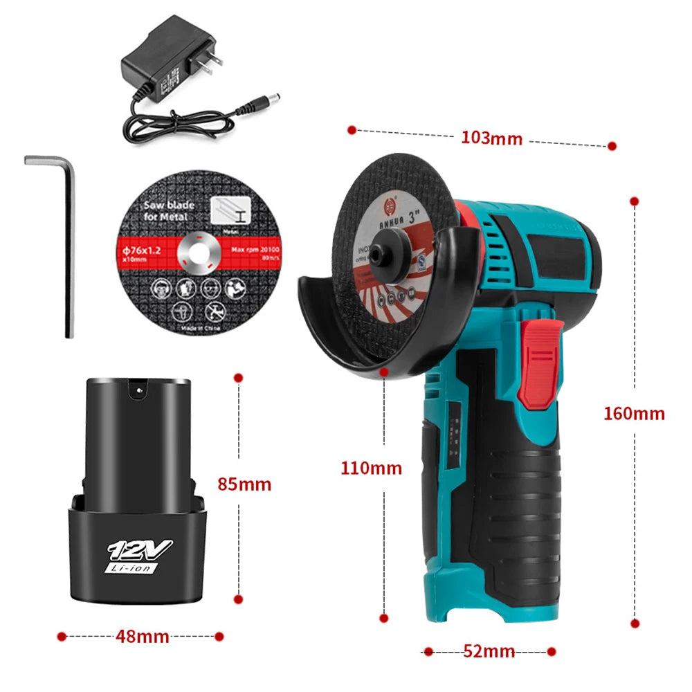 12V Mini Angle Grinder Rechargeable Grinding Tool Polishing Grinding Machine For Cutting Diamond Cordless Power Tools