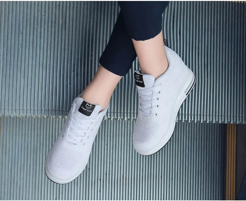 Women Shoes Breathable 5CM Platform Casual Outdoor Lightweight Fashion Mesh For Walking Fitness Black Tenis Feminino Flats