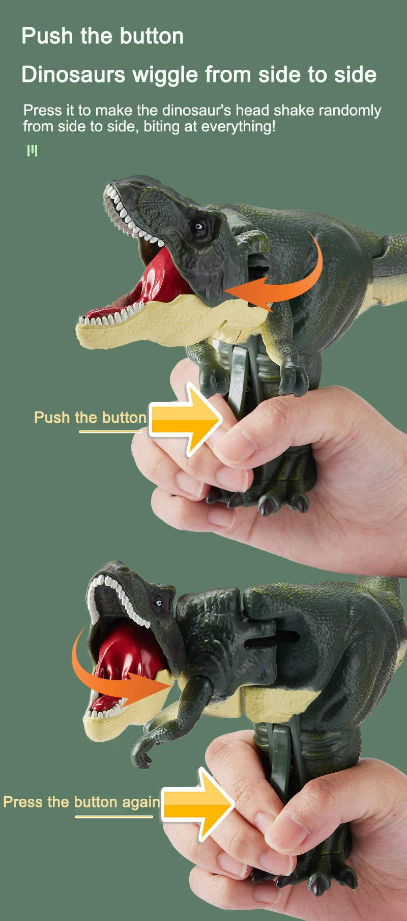 18cm Biting Green Red Tyrannosaurus Rex Dinosaur Hand Control Spring Swing Decompression Fingertip Kids Toy Birthday Boy Gift