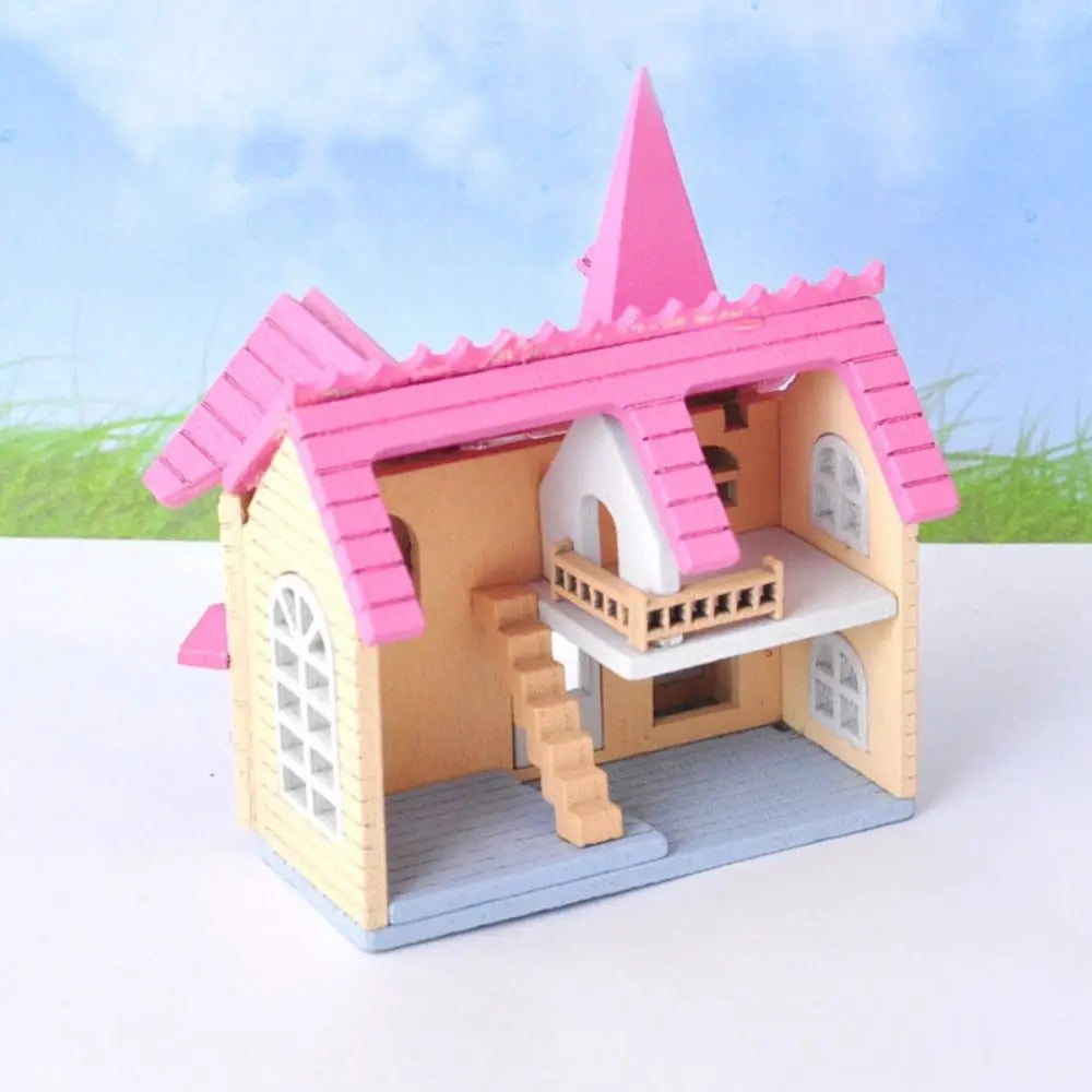 DIY Assemble Fairytale Town House Mini Doll Houses Dolls Miniature House Handicraft Wooden Miniature Handicraft Building