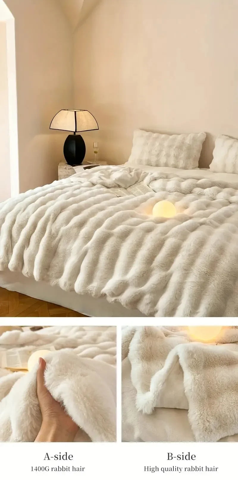 Faux Fur Plush Throw Blanket Warm Winter Double-sided Blankets for Bed Luxury Plaid Shaped Couch Cover for Sofa Pillow Case Gift