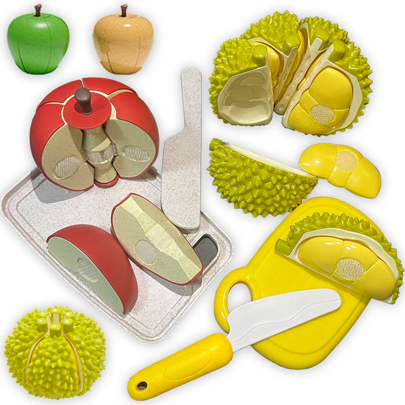 Baby Play Food Kitchen Toys Durian Apple Fruit Dinette Cutting Game Hamburg Pizza Creative Cooking Pretend Play House Girls Toys