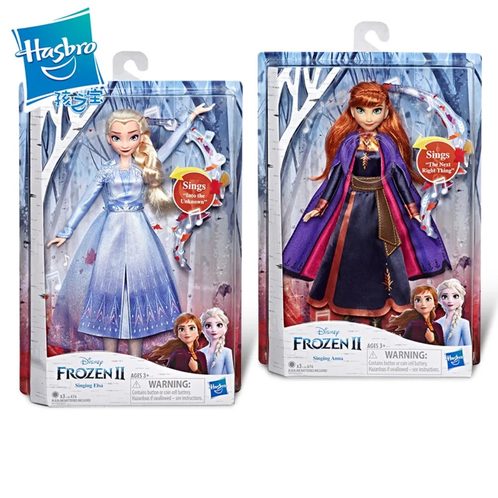 Disney Cute Cartoon Anime Frozen Princess Elsa Anna Sound and Light Singing Doll Mobile Toy Action Figures Girl Festival Gifts