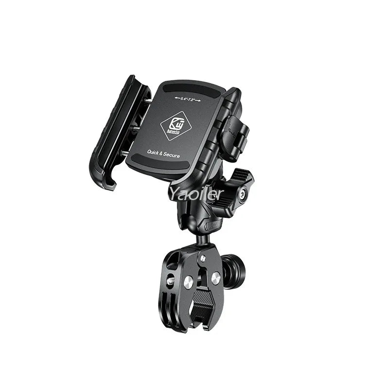 Aluminum Anti-Vibration Motorcycle Phone Mount Holder 1s Lock Camera Friendly Anti-Theft Handlebar for Bike Bicycle Scooter ATV