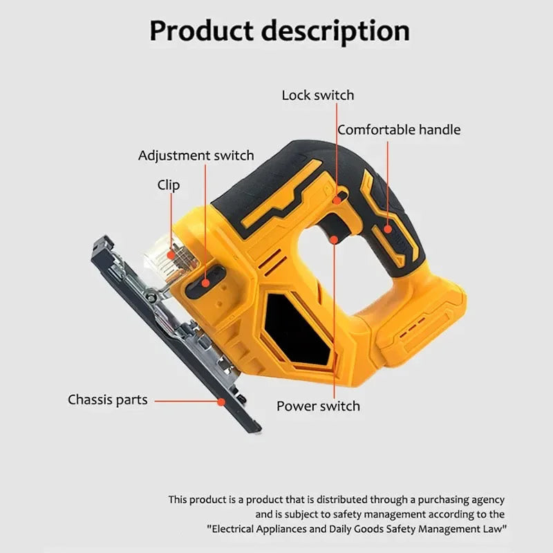 Cordless Jig Saw Electric Jigsaw 3 Gears Portable Multi-Function Woodworking Power Tools for Dewalt 18V 20V Battery