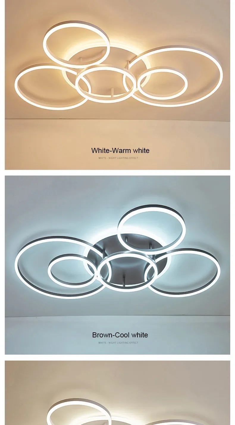 2023 Modern Led Circle Rings Ceiling Lights For living Room Bedroom Study Room Ceiling Lamp White/Brown/Black/Gold Color 90-260V