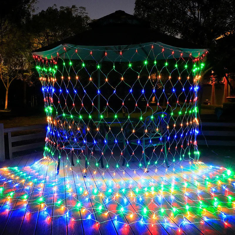 6x4M 3x2M Solar LED Christmas Garlands LED String Christmas Net Lights Fairy Xmas Party Garden Wedding Decor Curtain Light