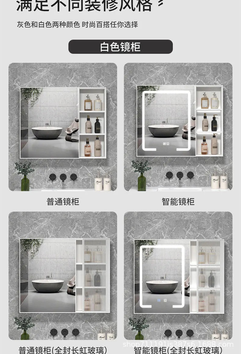 Bathroom Wall Cabinet Mirror Makeup Medicine Cabinet Wall Mounted Bathroom LED Mirror with Storage Cabinet with Vanity Mirror