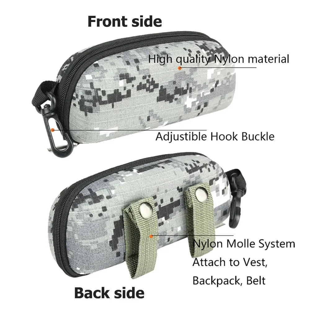 Tactical Camouflage Sunglasses Box Zipper Goggle Box Glasses Storage Case Outdoor Eyewear Accessory Bag Camping Gear