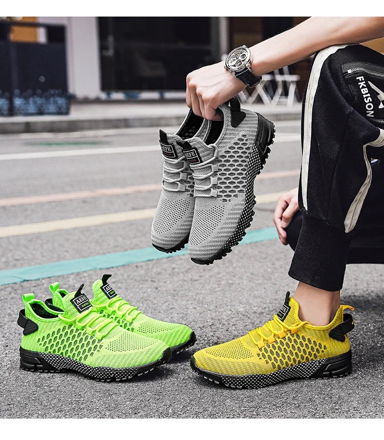 YRZL Mens Running Shoes 2024 Mens Sneakers Shoes Mesh Breathable Outdoor Tennis Walking Training Shoes for Men Plus Size 40-47