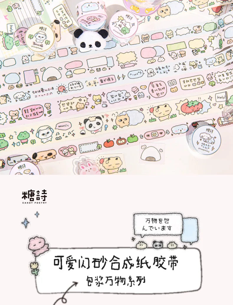 Cute Cartoon Washi Tape Flash Film Dialogue Hand Account Decorative Tape Collage Planner DIY Stationary Stickers