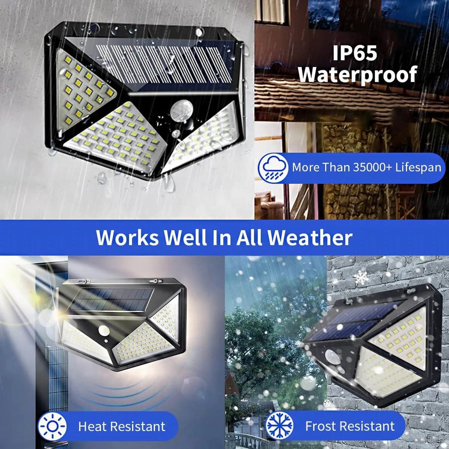 Solar Lights Outdoor 6 Pack, 100LED/3 Modes 270° Lighting Angle Motion Sensor Security Lights, IP65 Waterproof