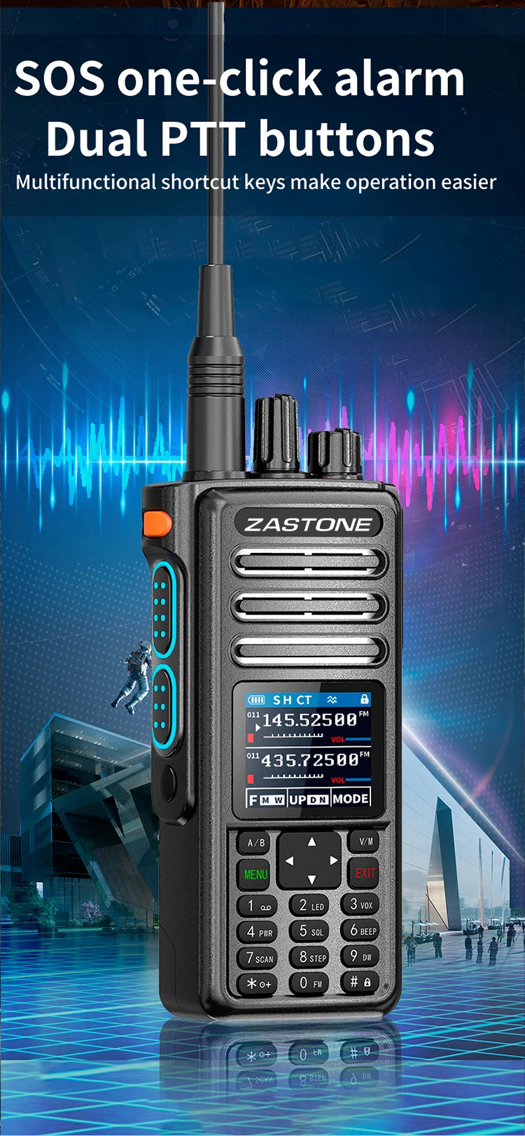 ZASTONE M9 10W Walkie Talkie Ham Amateur 2 Way Radio AM Air Aviation Band High Power Walkie-Talkie CTCSS FM Radio