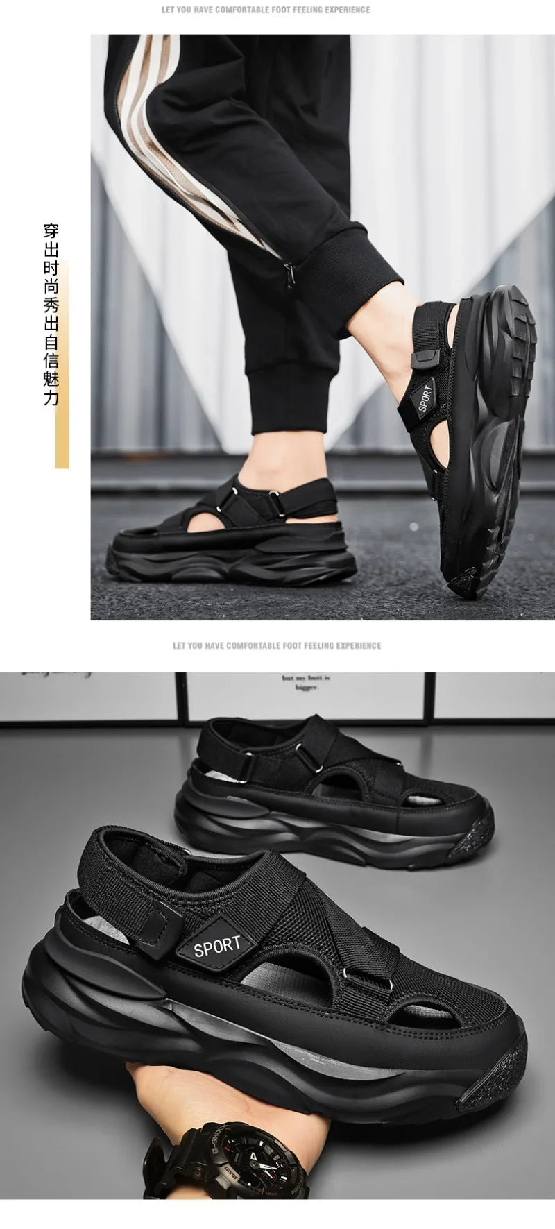 Sandals for Men Summer Cave Casual New Baotou Sports Shoes Men's Water Proof Sandals for Male Beach Shoes Platform Sandals 슬리퍼44