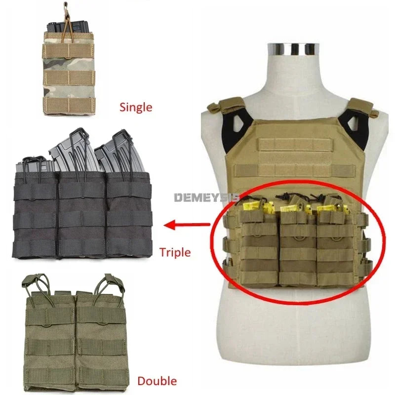 1000D Nylon Single / Double / Triple Magazine Pouch Tactical M4 Pouch Molle Paintball Airsoft Magazine Pouch