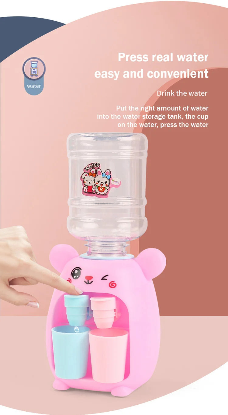 Mini Children Water Dispenser Toy Cute Cartoon Water Juice Milk Drinking Fountain Pretend Play Kitchen Toys for Boys Girls Gift